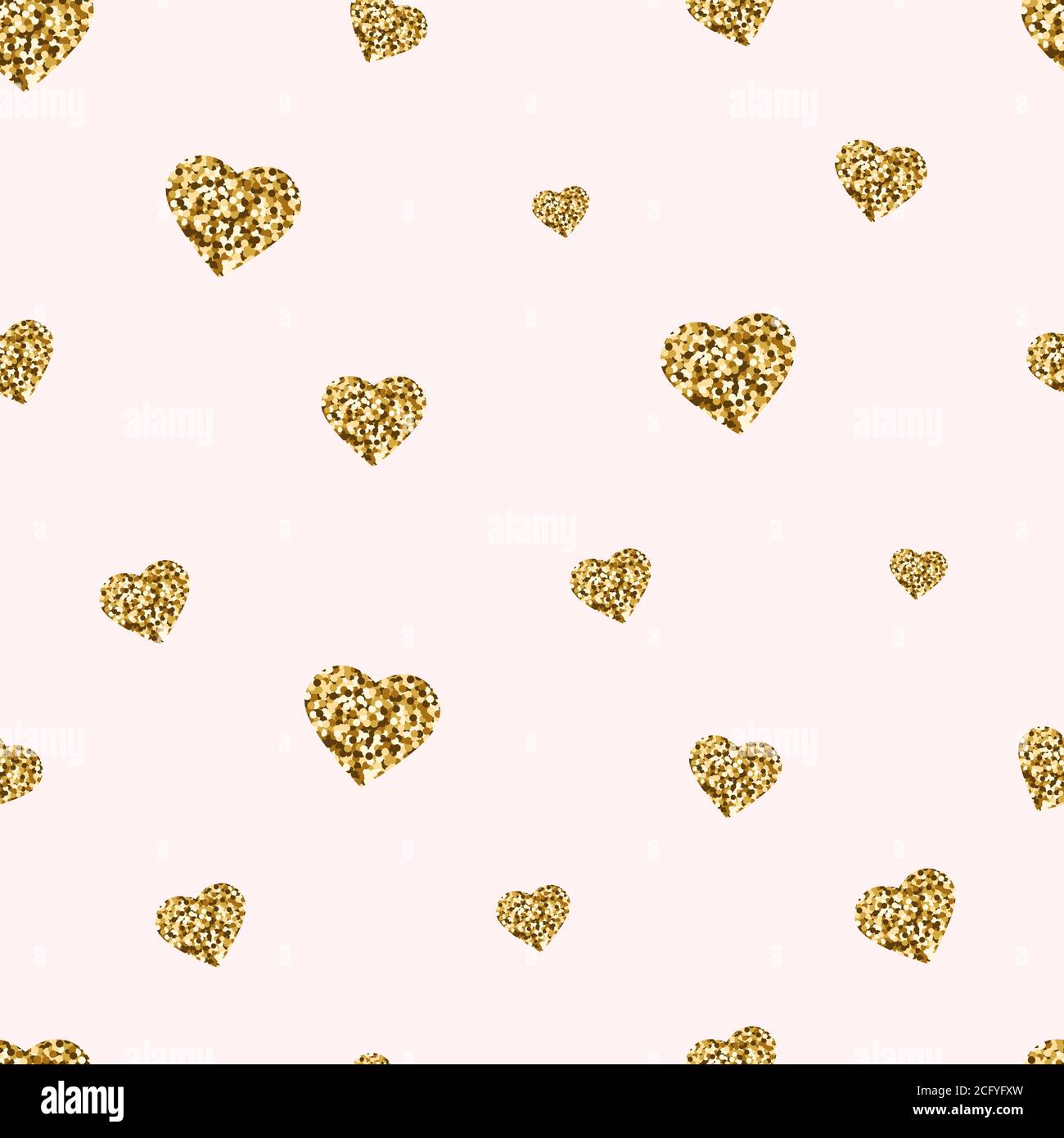 Gold glitter hearts seamless pattern. Golden hearts with sparkles and ...