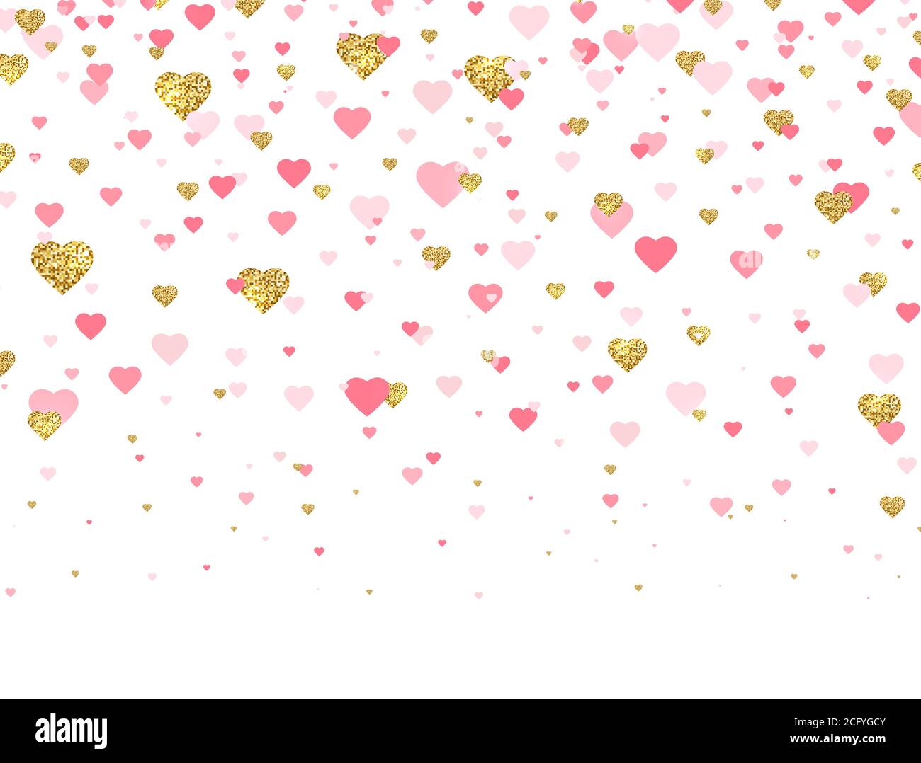 Glitter gold and pink hearts background. Valentines Day design element.  Bright doodle heart confetti. Romantic wallpaper design with symbol of love  Stock Vector Image & Art - Alamy
