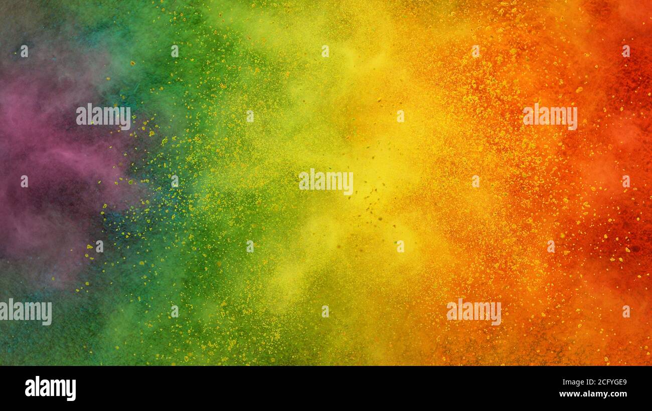 Abstract coloured powder explosion background, various colours Stock