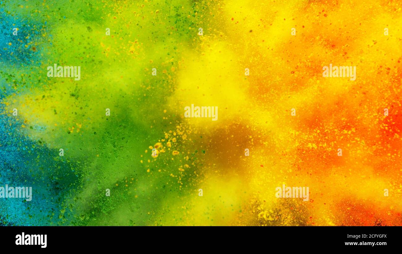 Abstract coloured powder explosion background, various colours Stock