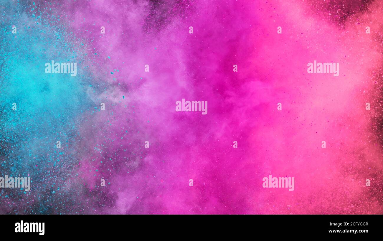 Abstract coloured powder explosion background, various colours Stock Photo