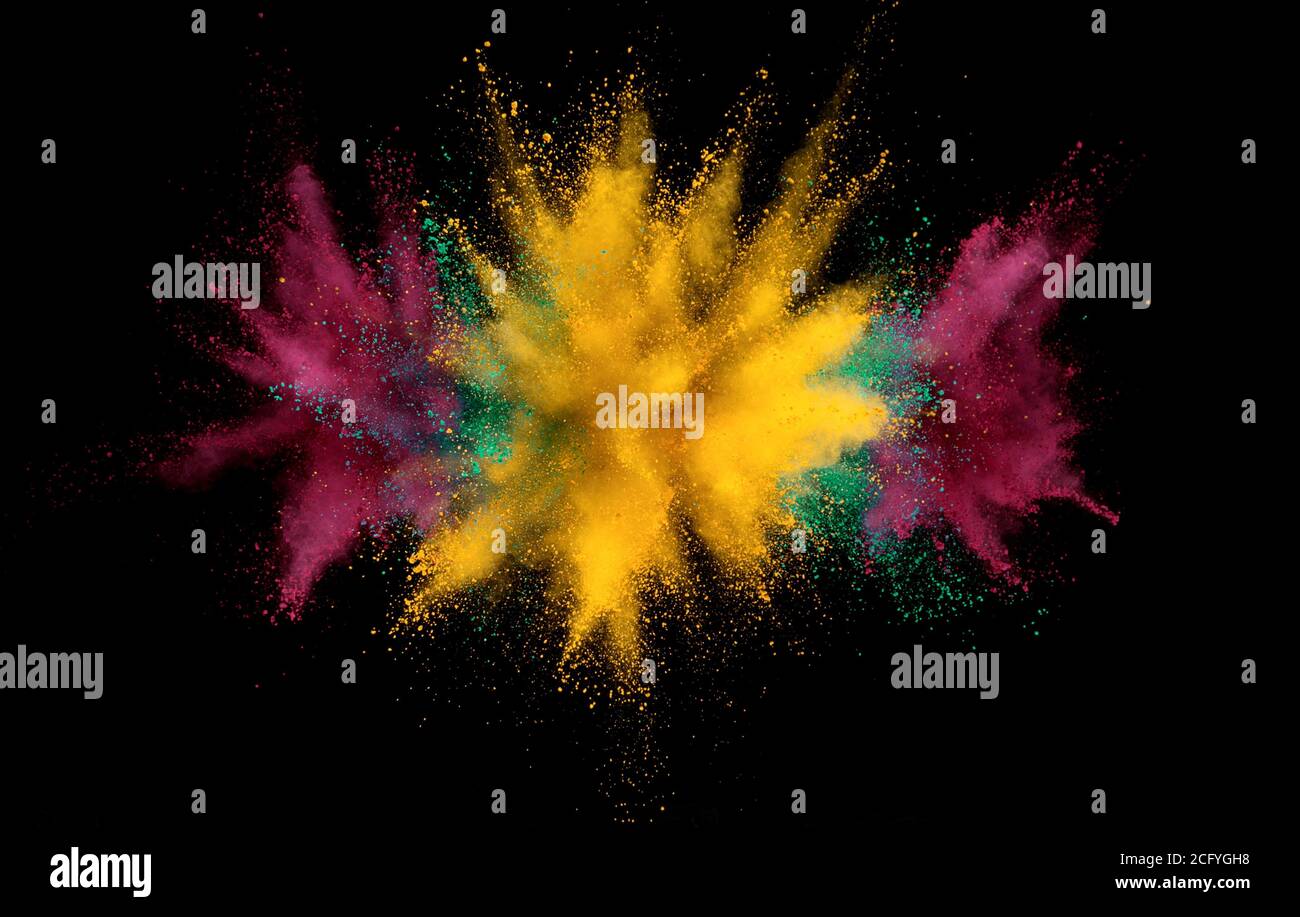 Abstract coloured powder explosion on black background Stock Photo - Alamy