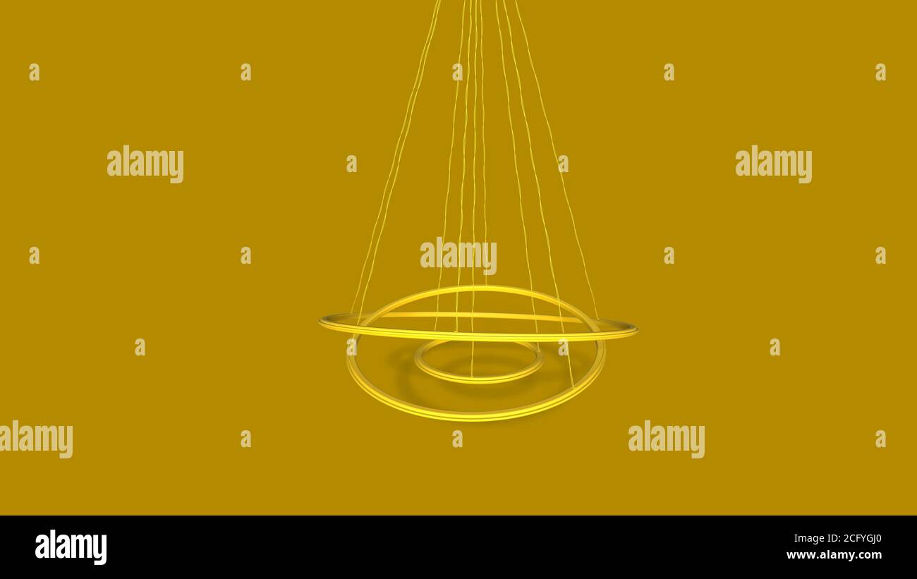 Golden Halos Rendering 3d render abstract Halos on yellow background Stock Photo - Alamy