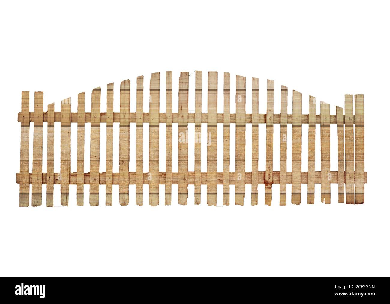 Old wooden fence isolated on white background. Object with clipping ...
