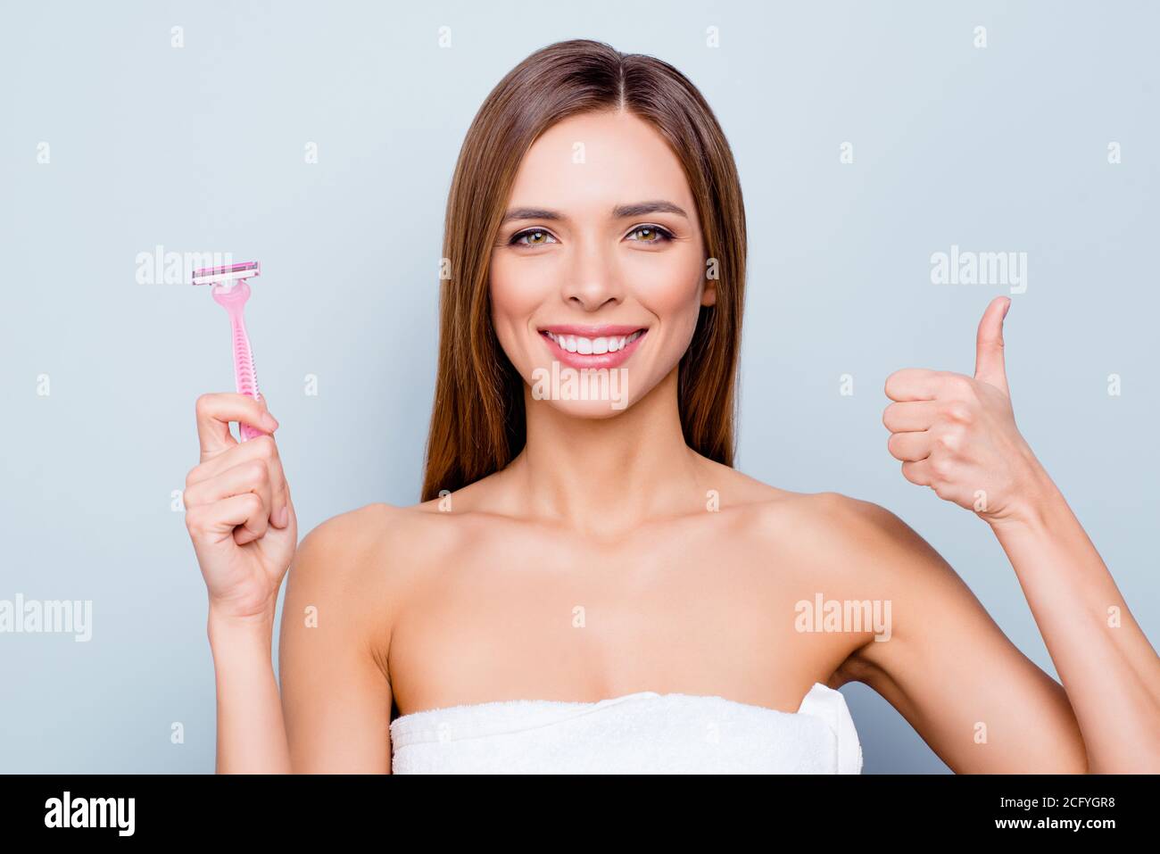 Close up photo portrait of pretty attractive charming cute lovely she ...