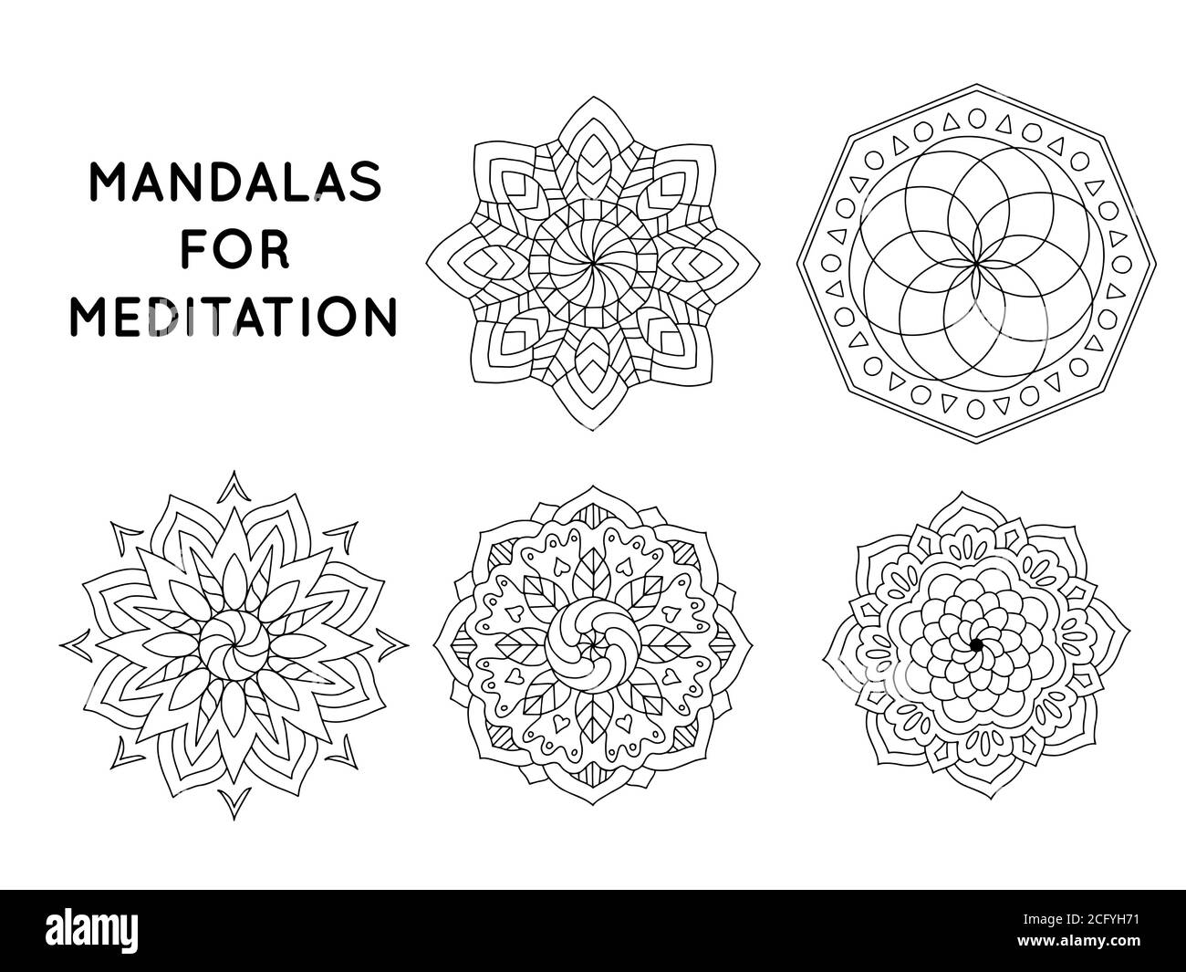 Flower mandala outline patterns for coloring books Stock Vector Image ...
