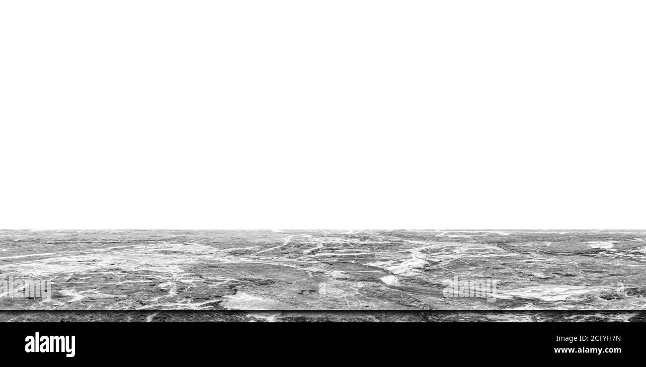 Empty marble table or shelf isolated on white background. For design or product display montage. Stock Photo