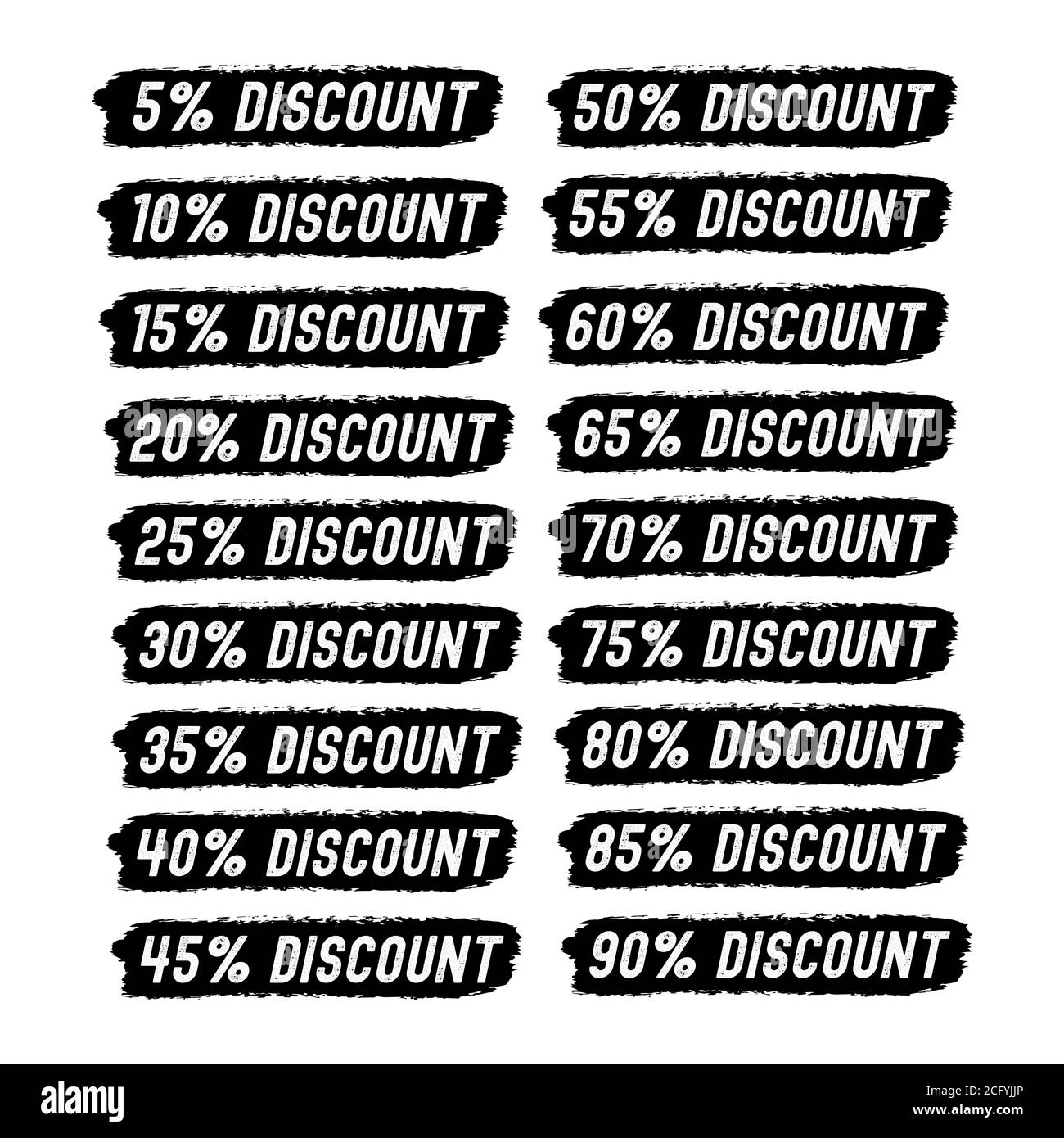 Hand Sketched DISCOUNT Word As Set Sale Tags 5 Off 10 15 20 25 30 