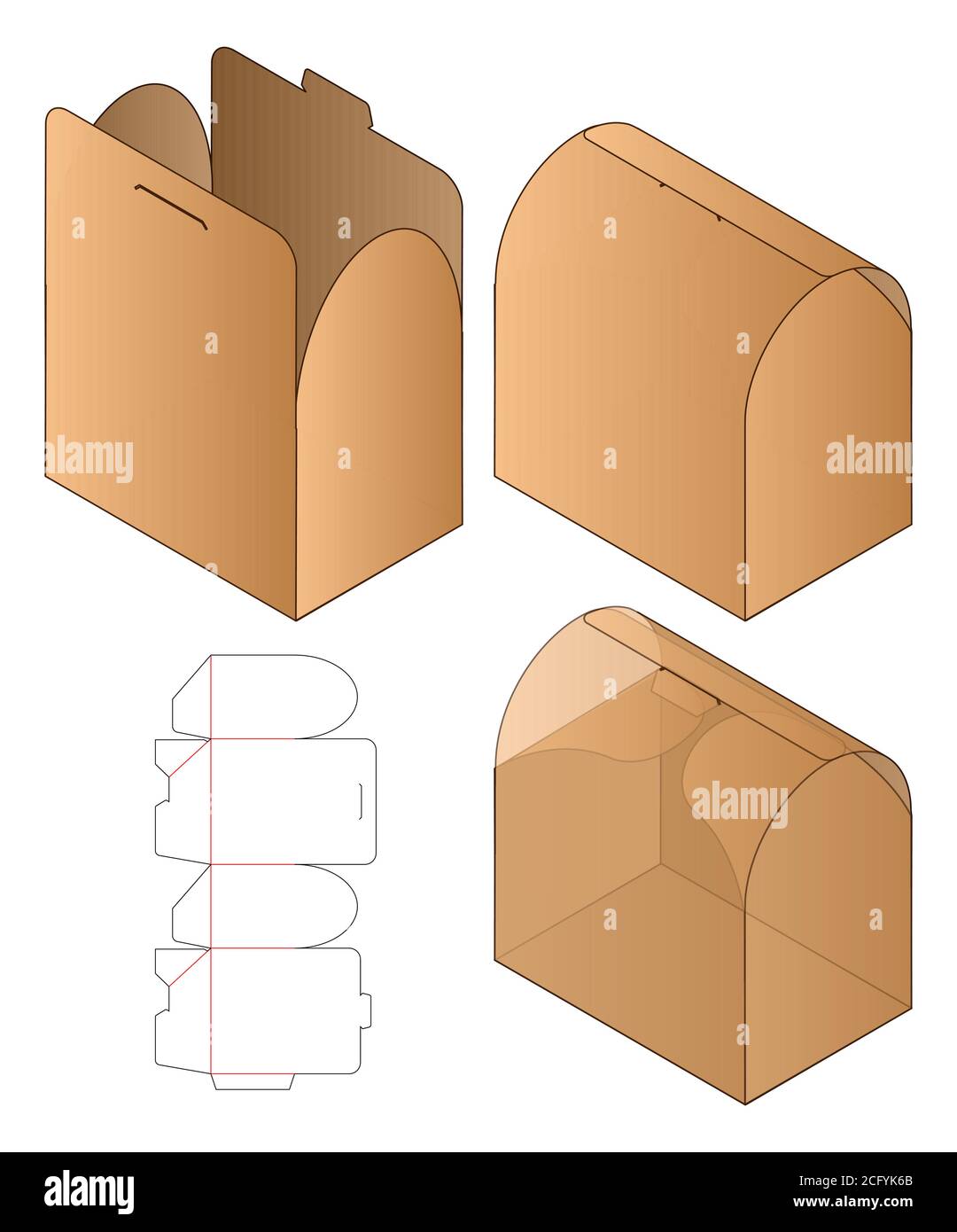 Box packaging die cut template design. 3d mockup Stock Vector Image