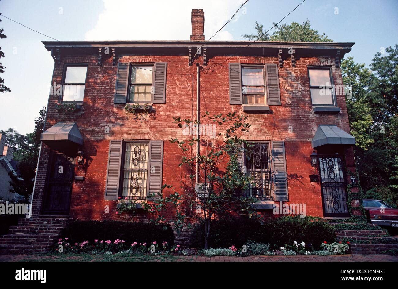 RED BRICK HOUSE IN LEXINGTON, KENTUCKY, USA, 1980s Stock Photo