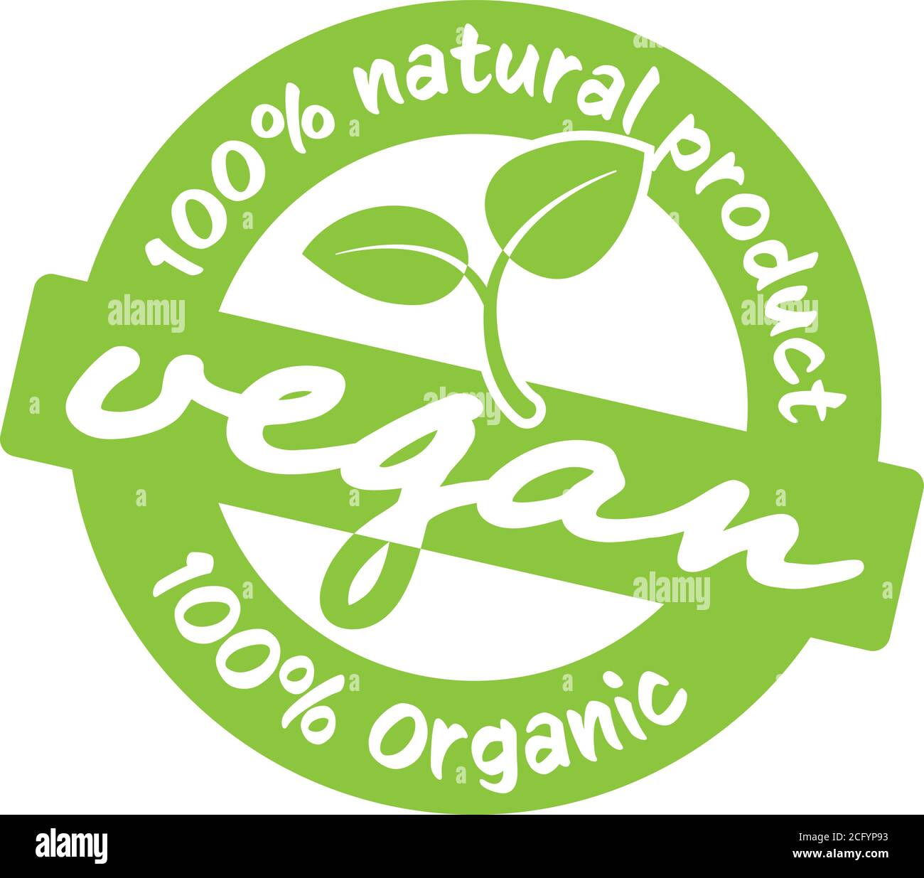 green round 100 percent natural vegan product label or stamp vector illustration Stock Vector
