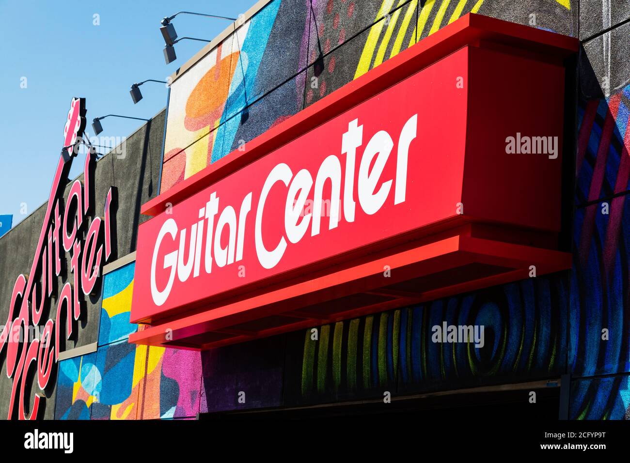 Guitar Center music store, 7425 Sunset boulevard, Los Angeles, California, USA Stock Photo