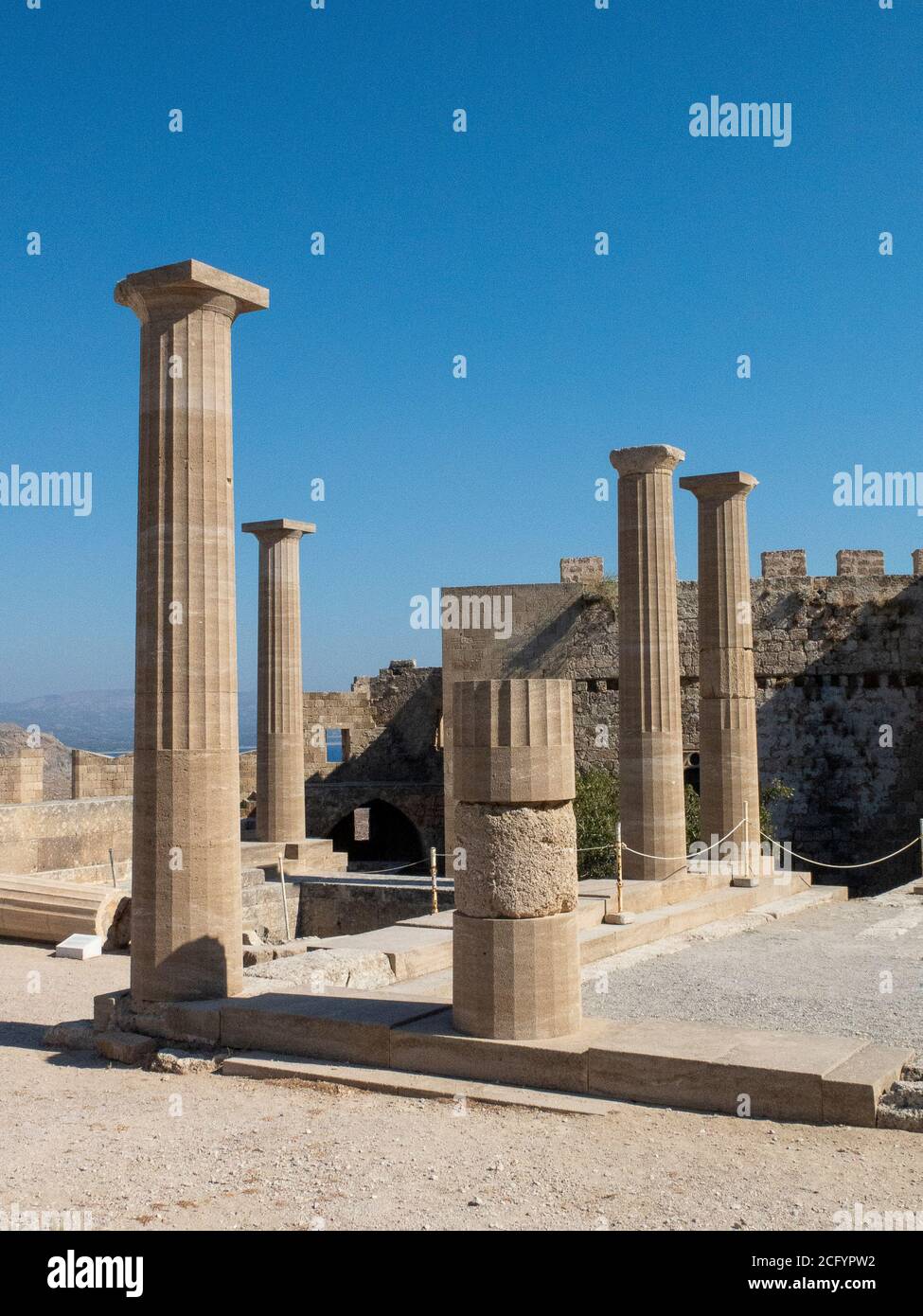 Lindos Acropolis Rhodes Greece Stock Photo