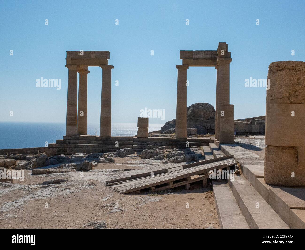 Lindos Acropolis Rhodes Greece Stock Photo Alamy