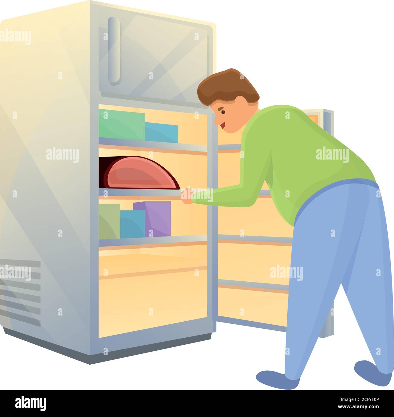 Gluttony food fridge icon. Cartoon of gluttony food fridge vector icon