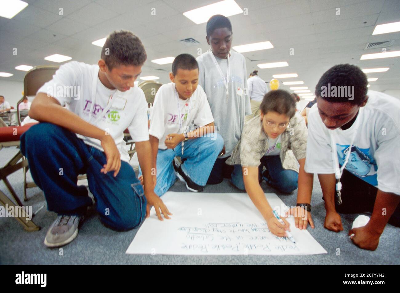 Miami Florida,youth club student students addiction abuse prevention organization,anti addiction workshop workshops teamwork working together,making m Stock Photo