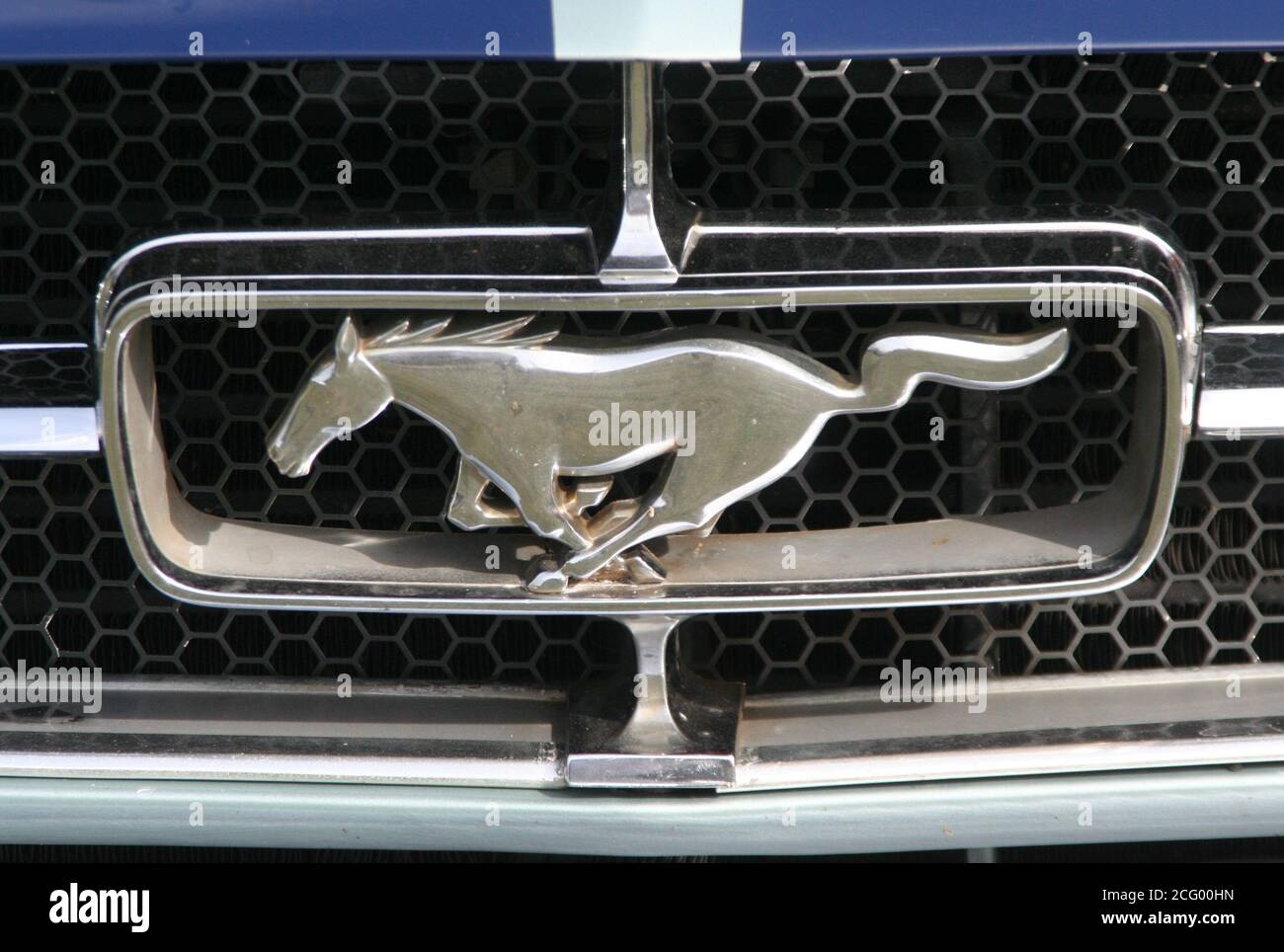 classic Mustang grill badge Stock Photo