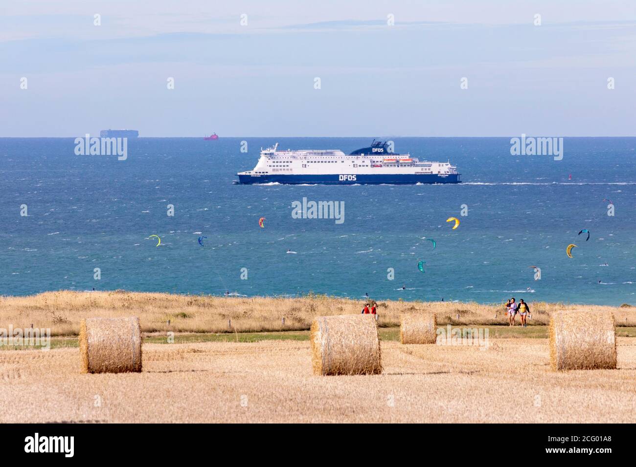 France, Pas de Calais, Sangatte, village and ferry making the Calais Dover link Stock Photo