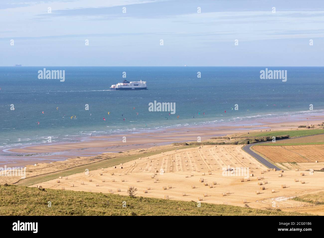 France, Pas de Calais, Sangatte, village and ferry making the Calais Dover link Stock Photo