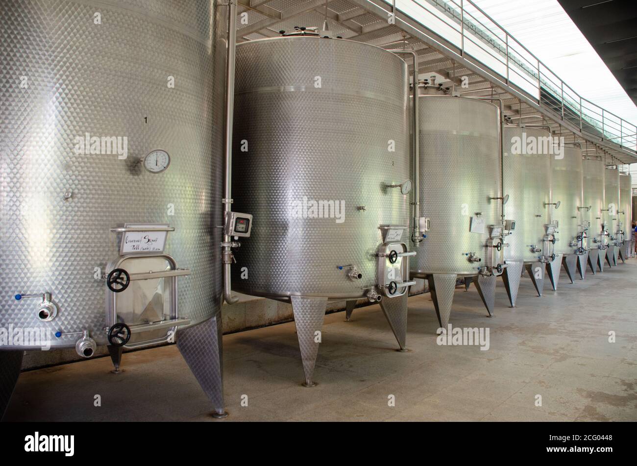 Contemporary large steel barrels in winery. Santiago, Chile Stock Photo Alamy