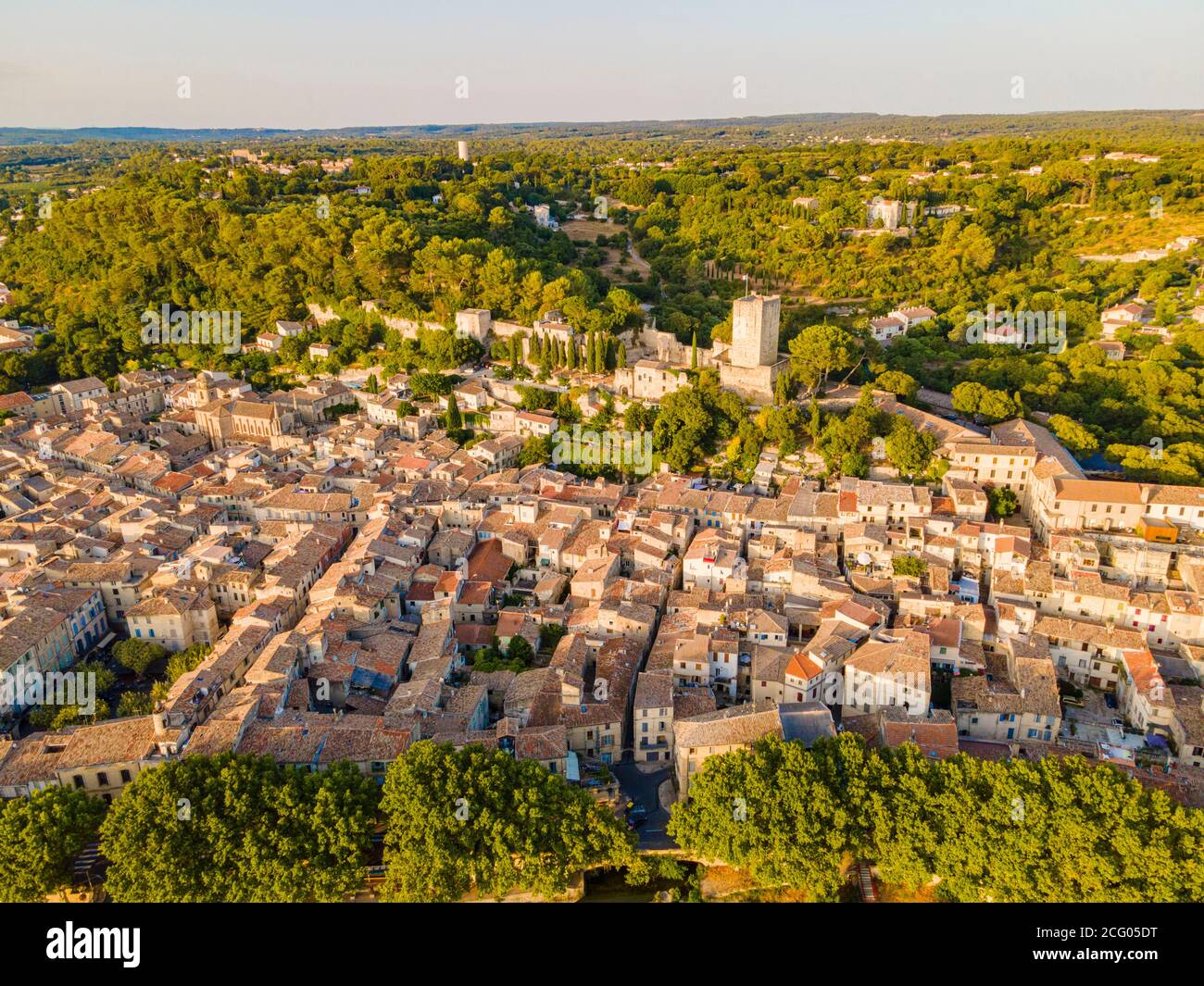 France, Gard, Sommieres (aerial view) Stock Photo