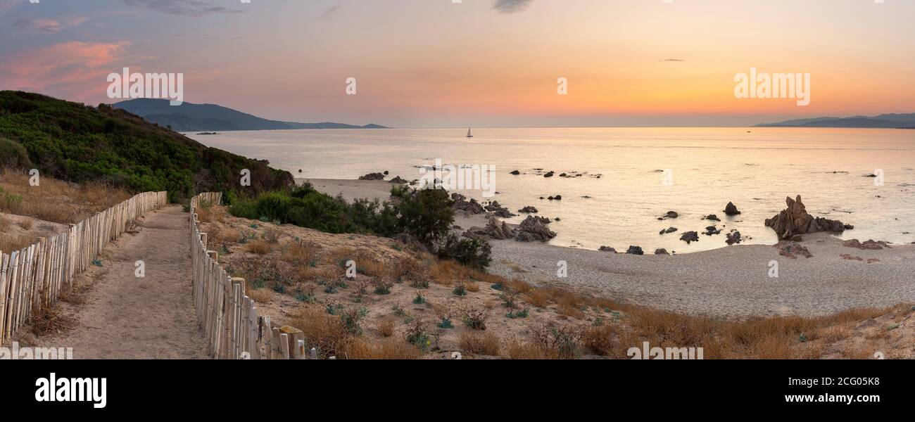 France, Corse du, Capu Laurosu Beach in Propriano and the Gulf of Valinco Stock Photo