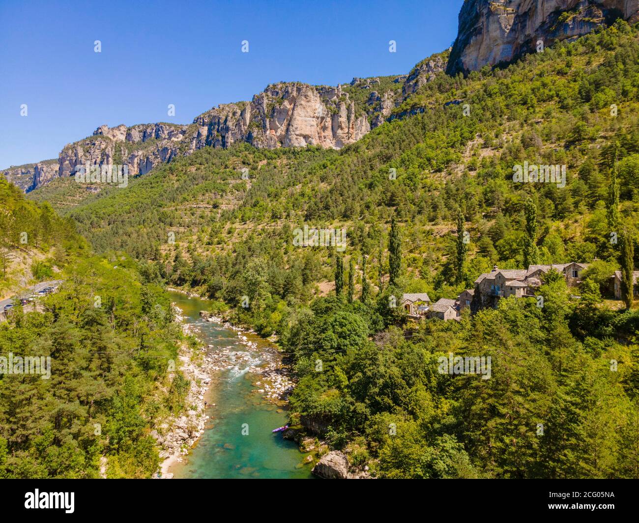 France, Lozere, Les Causses and Les Cevennes, the Gorges du Tarn listed as  World Heritage by UNESCO, surroundings of the place called la Sabliere (aer  Stock Photo - Alamy