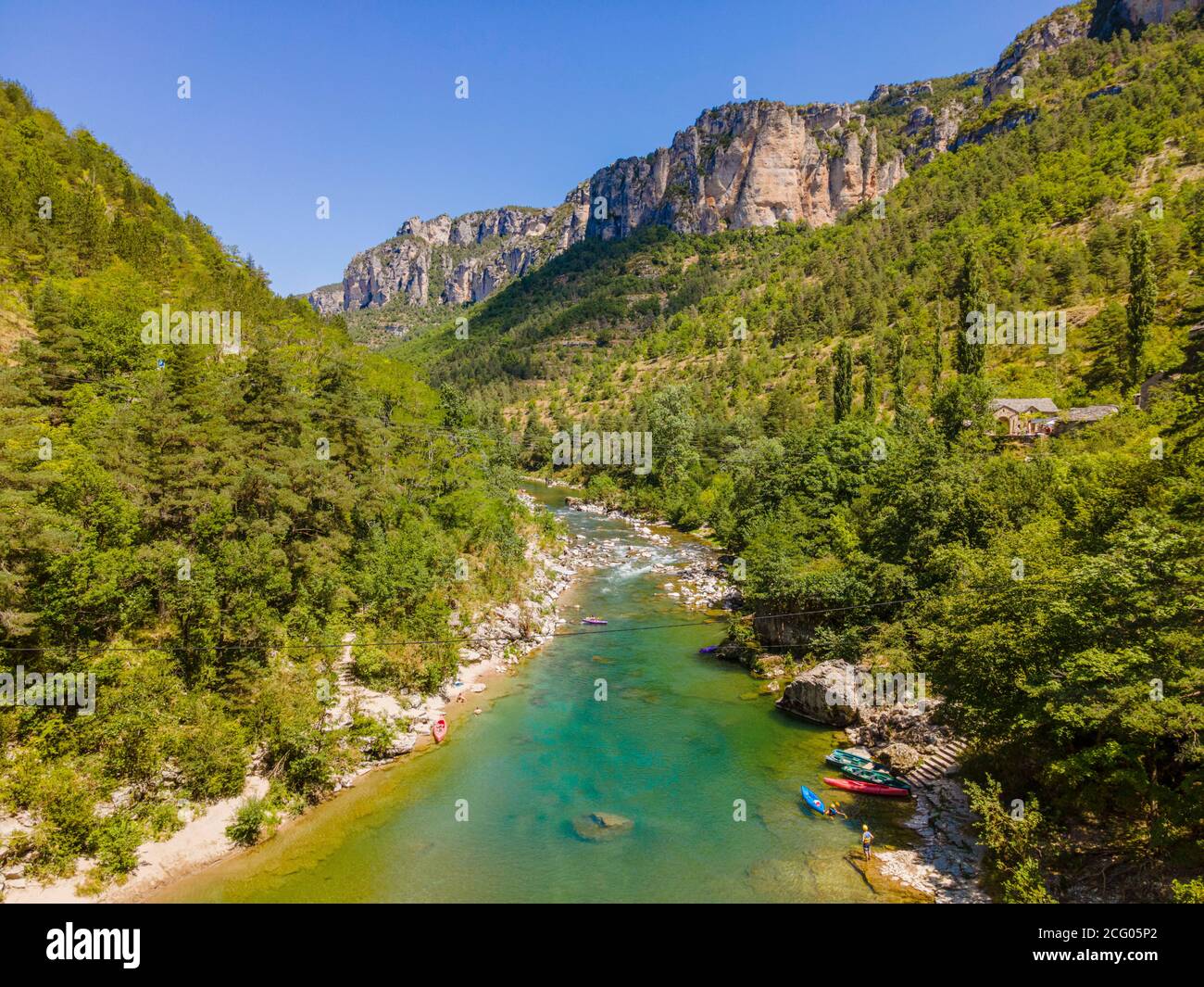 France, Lozere, Les Causses and Les Cevennes, the Gorges du Tarn listed as  World Heritage by UNESCO, surroundings of the place called la Sabliere (aer  Stock Photo - Alamy