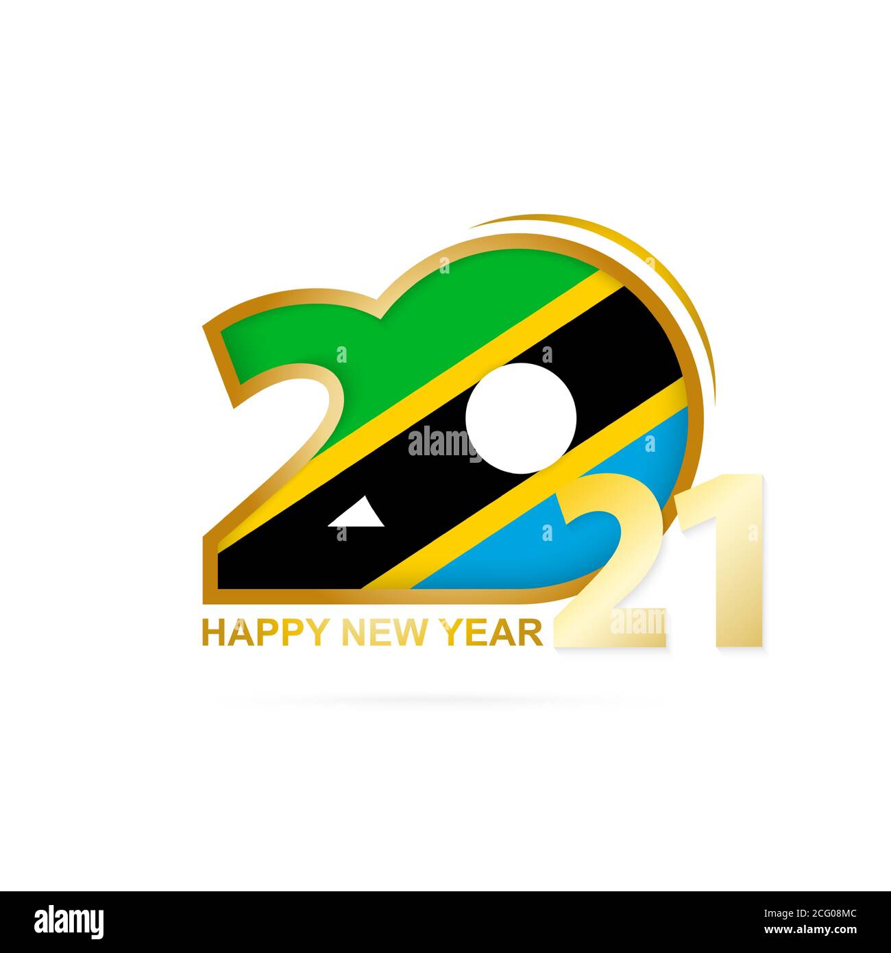 Year 2021 with Tanzania Flag pattern. Happy New Year Design. Vector Illustration. Stock Vector