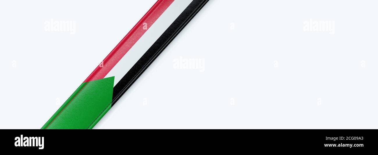Leather strip with the flag of Sudan. Stock Photo