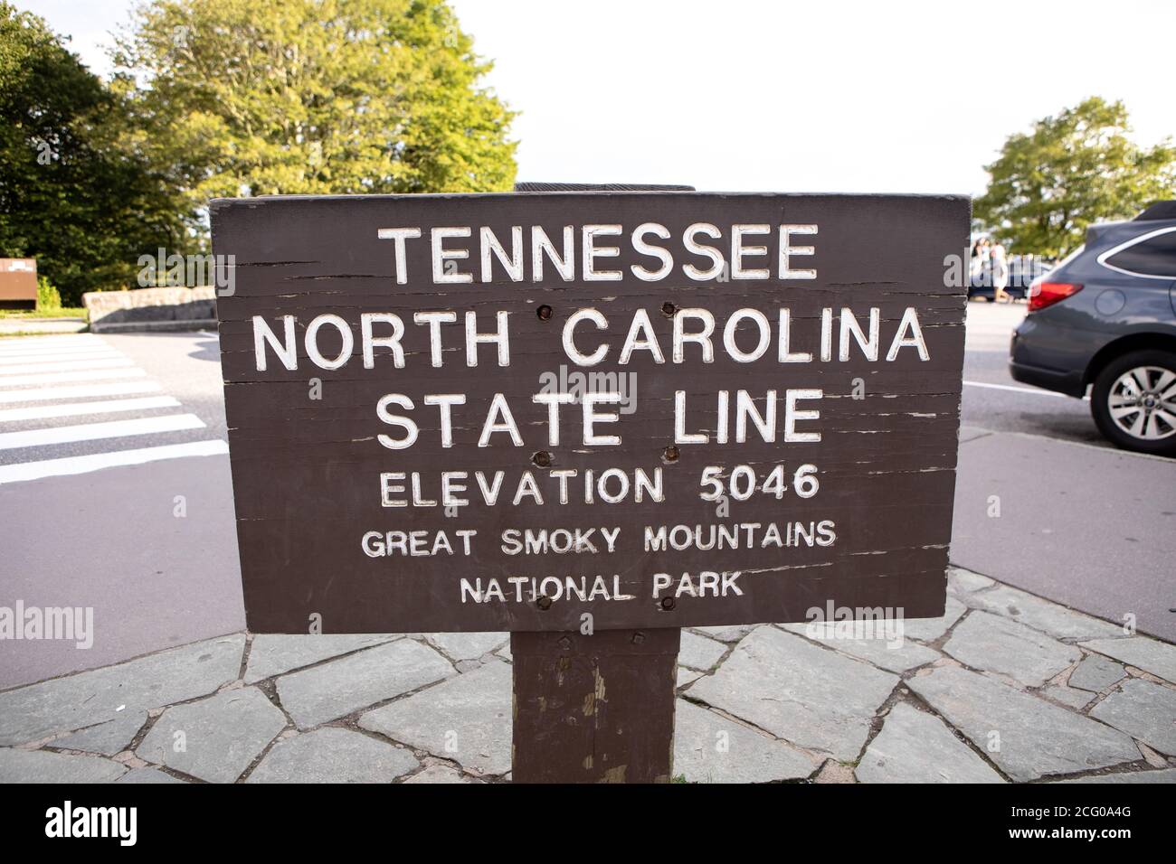 Tennesee North Carolina State Line Sign Stock Photo