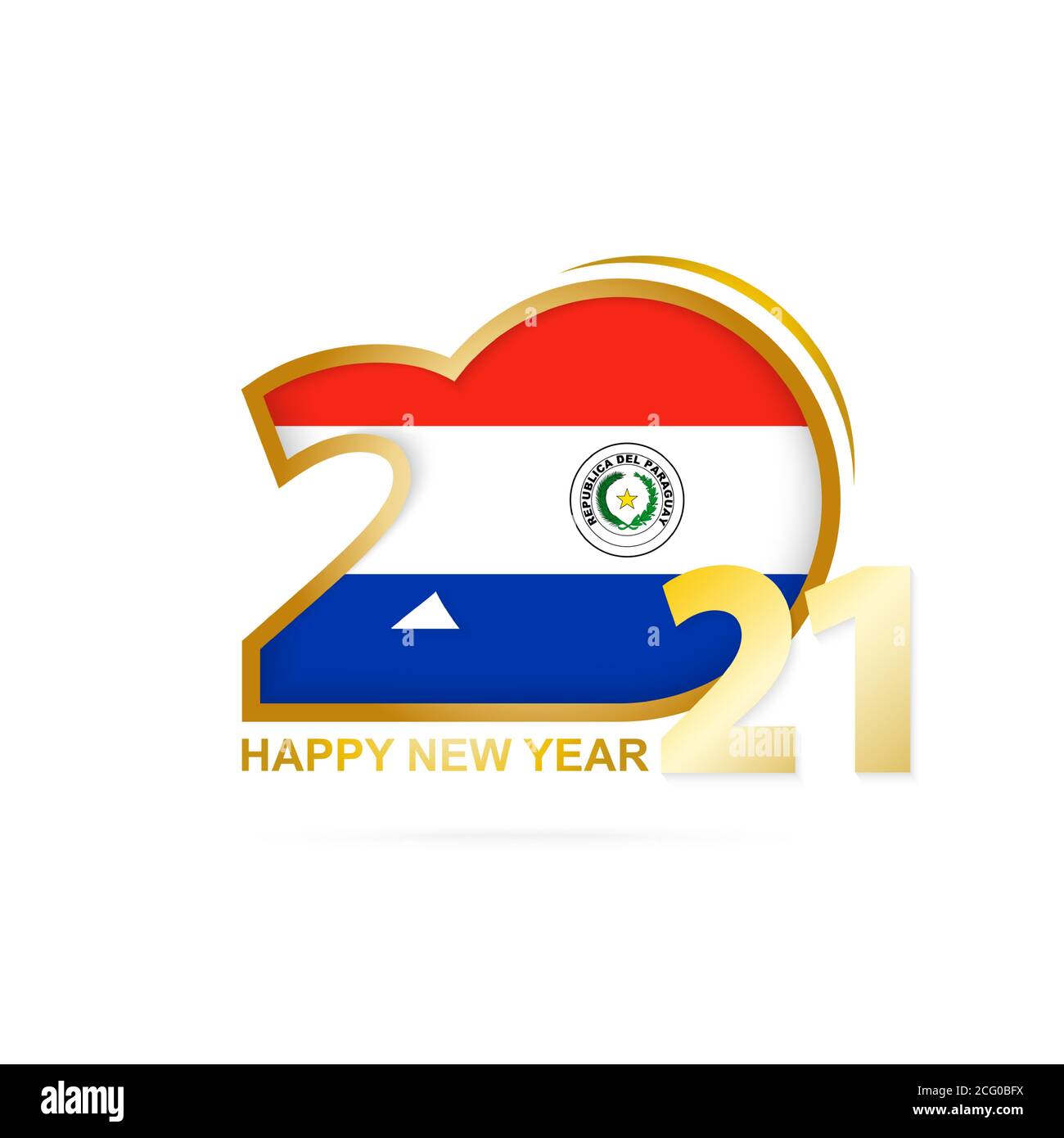 Year 2021 with Paraguay Flag pattern. Happy New Year Design. Vector Illustration. Stock Vector