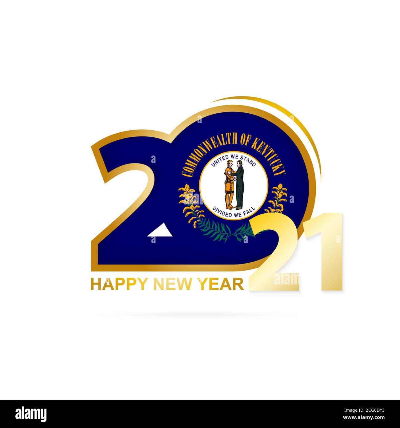 Year 2021 with Kentucky Flag pattern. Happy New Year Design. Vector