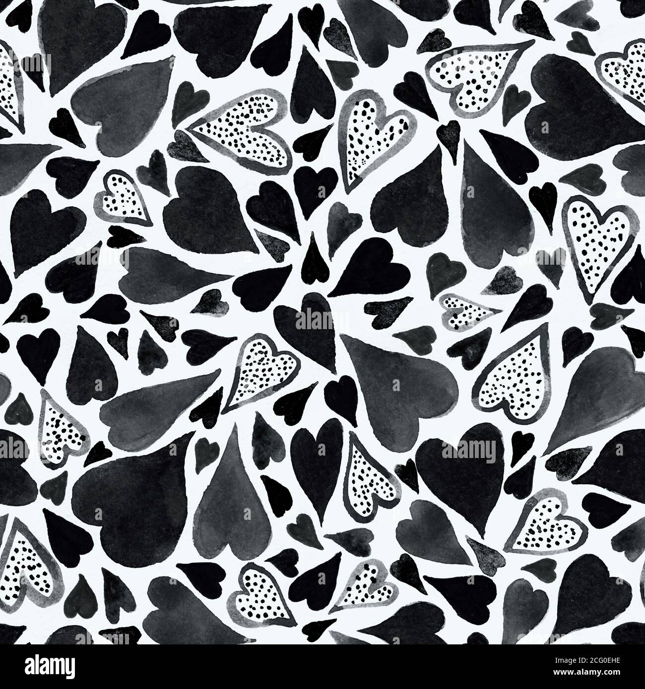Seamless pattern with hand drawn watercolor heart. Hand painted pattern ...