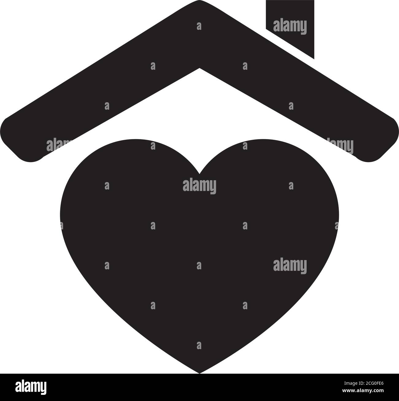 heart with house roof icon over white background, silhouette style ...