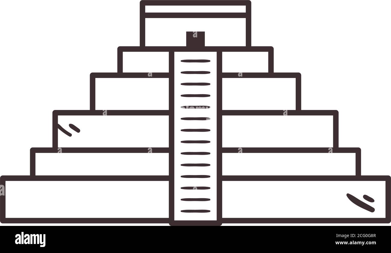 Mexican pyramid free form line style icon design, Mexico culture ...