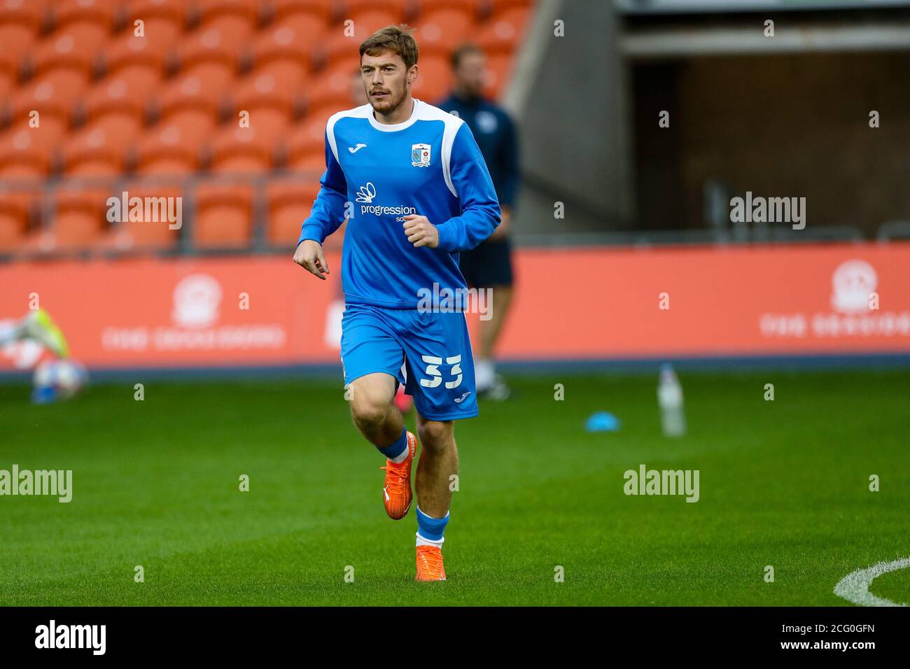 BLACKPOOL, ENGLAND. SEPTEMBER 8TH 2020 Barrow's Luke James warms up prior to the EFL Trophy match between Blackpool and Barrow at Bloomfield Road, Blackpool. (Credit: Mark Fletcher | MI News) Credit: MI News & Sport /Alamy Live News Stock Photo