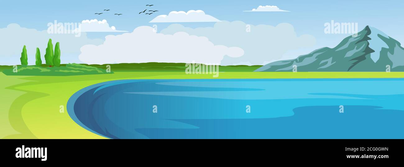 Banner panorama countryside landscape, vector illustration Stock Vector ...