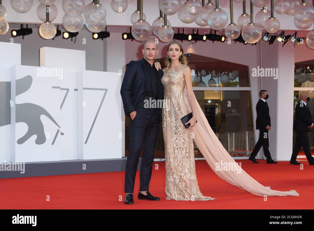 Venice, Italy. 08th Sep, 2020. 77th Venice Film Festival 2020, Red Carpet Notturno. Pictured Samuele Riva, Barbara Romer Credit: Independent Photo Agency Srl/Alamy Live News Stock Photo