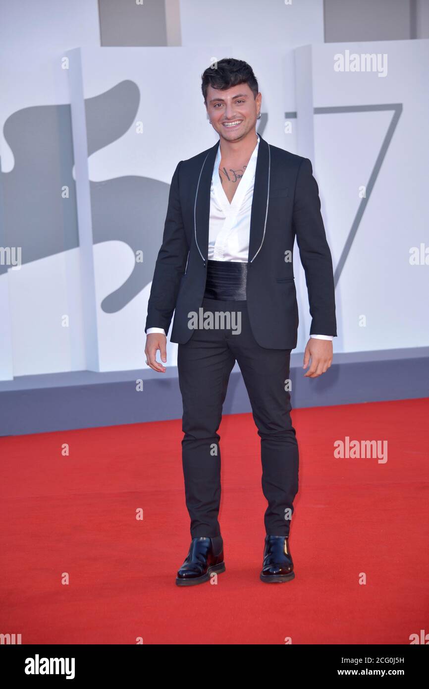 Venice, Italy. 08th Sep, 2020. 77th Venice Film Festival 2020, Red Carpet. Film Notturno Pictured Samuele Riva and Barbara Romer Credit: Independent Photo Agency Srl/Alamy Live News Stock Photo