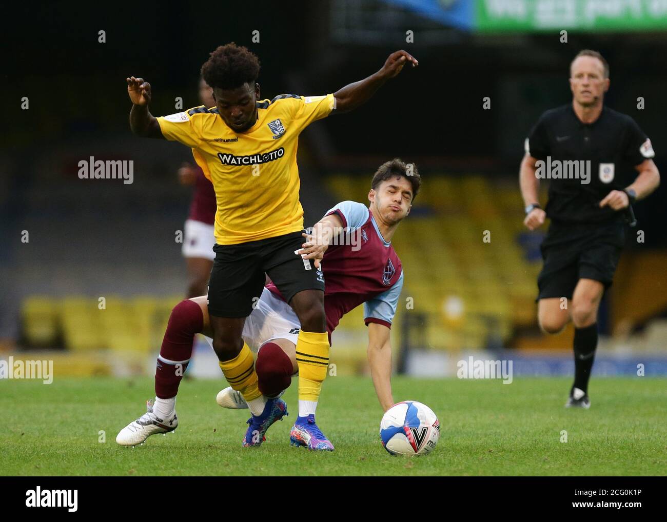 SOUTHEND ON SEA, ENGLAND. SEPTEMBER 8TH Terrell Egbri of Southend United battling for possession with Bernado Rosa of West Ham United during the EFL Trophy match between Southend United and West Ham United at Roots Hall, Southend. (Credit: Jacques Feeney | MI News) Credit: MI News & Sport /Alamy Live News Stock Photo