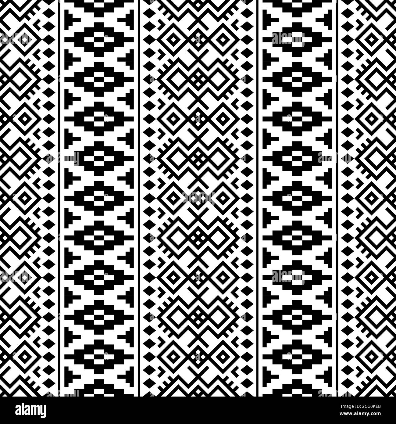 Seamless Etnic Pattern in black and white color. BW Aztec Tribal Aztec ...