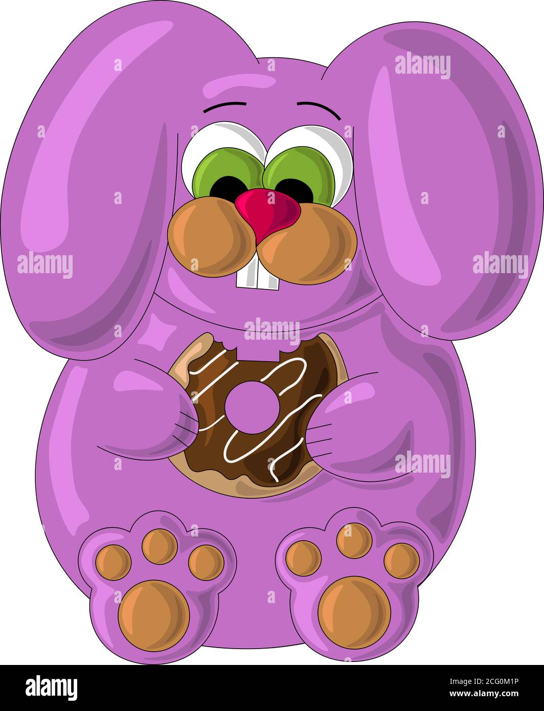Cute hare with donut in cartoon style Stock Vector