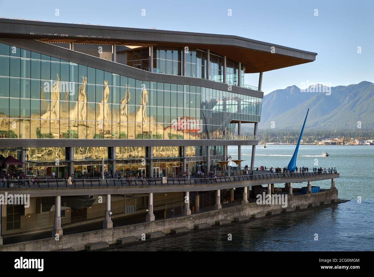 Vancouver Convention Centre Downtown. Reflections of Vancouver in the harbor side convention center. British Columbia. Stock Photo