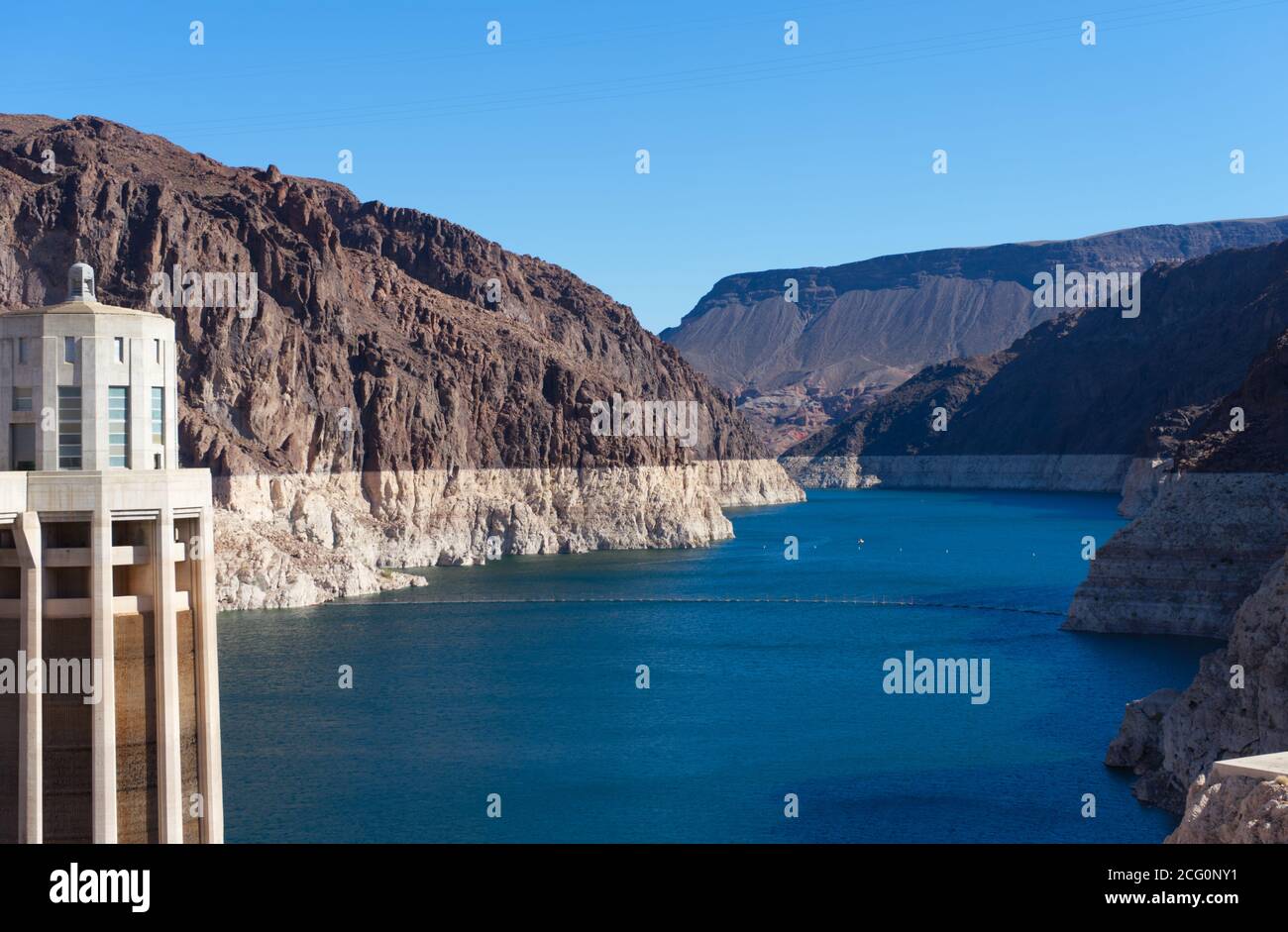 Lake mead, Nevada, USA, artificial lake make by human, reservoir, hydroelectricity, irrigation, Hoover Dam area Stock Photo