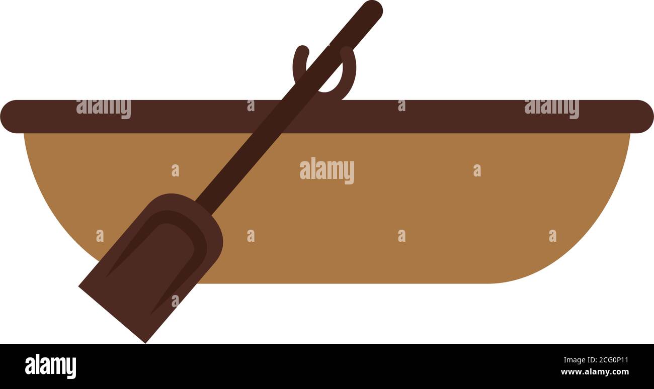 canoe and oar icon over white background, flat style, vector