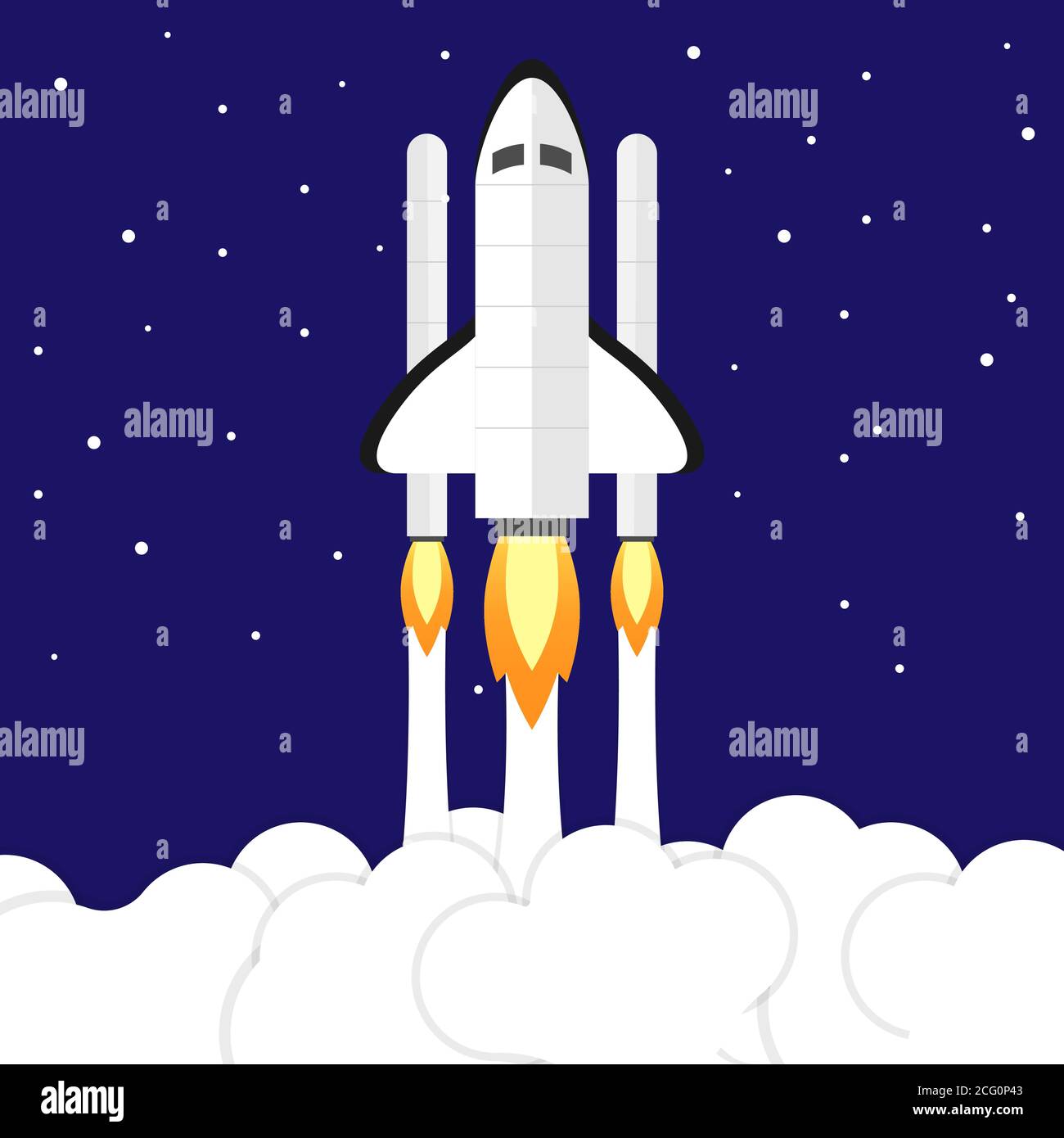 Space shuttle rocket icon. Space travelling or startup concept. Vector illustration. Stock Vector