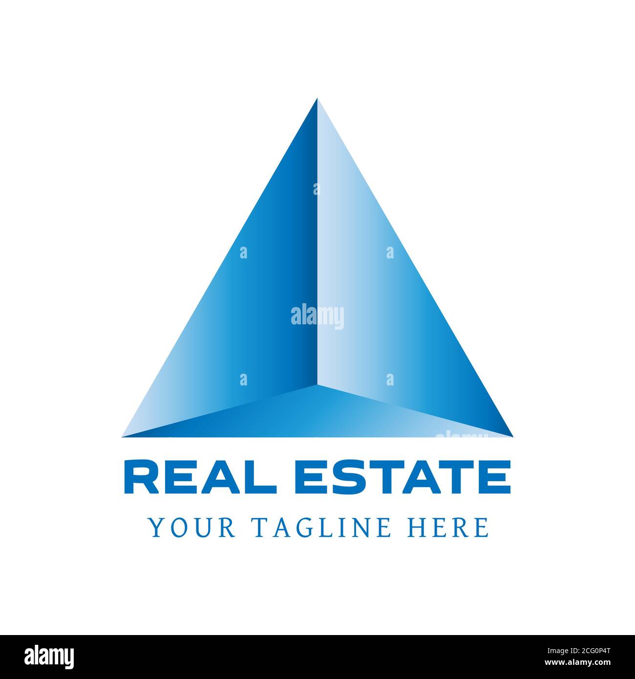 Triangle shaped blue logo template design for real estate company brand