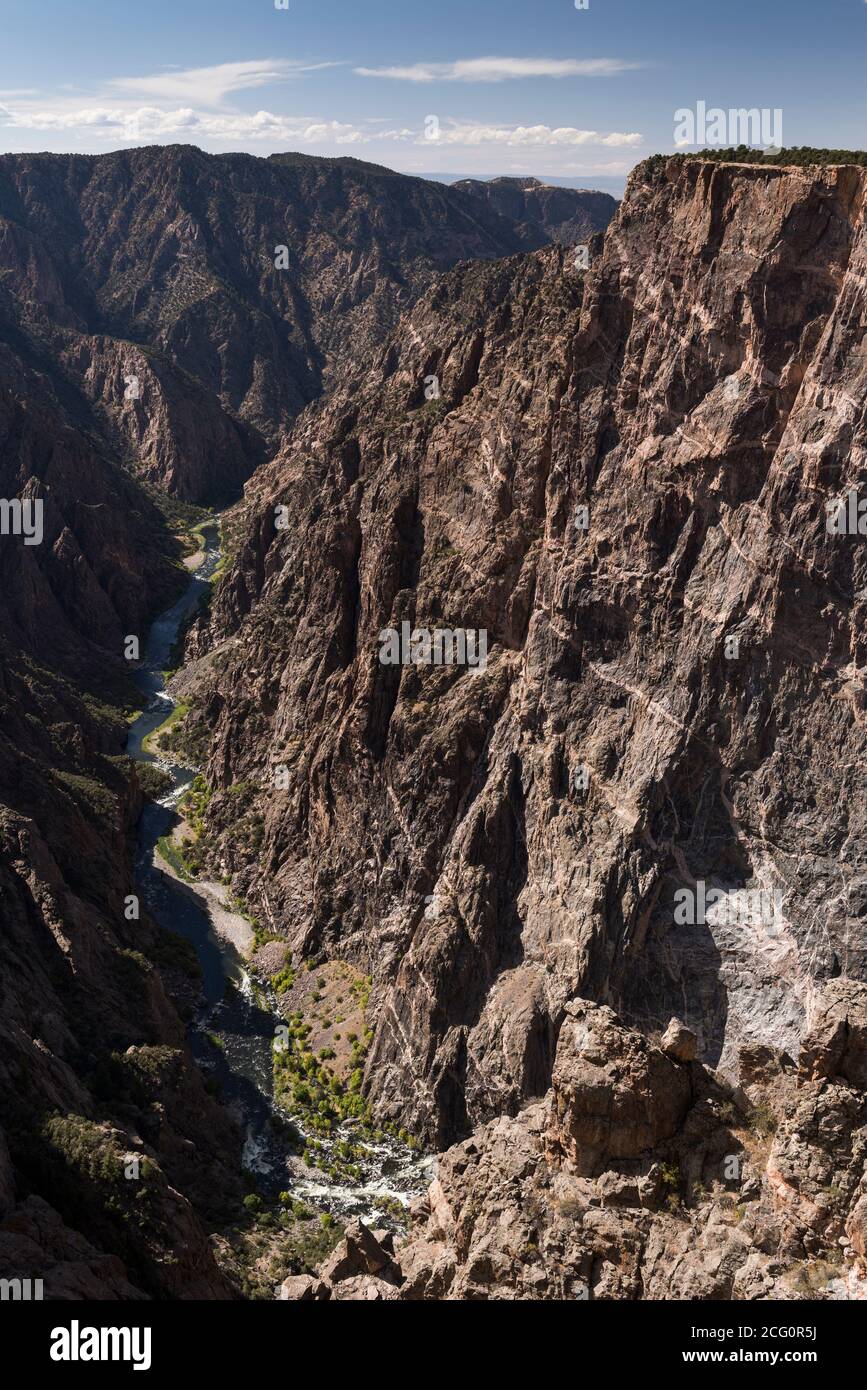 Black Canyon of the Gunnison is a deep gorge, carved out by the Gunnison River. A popular tourist location in southwestern Colorado. Stock Photo