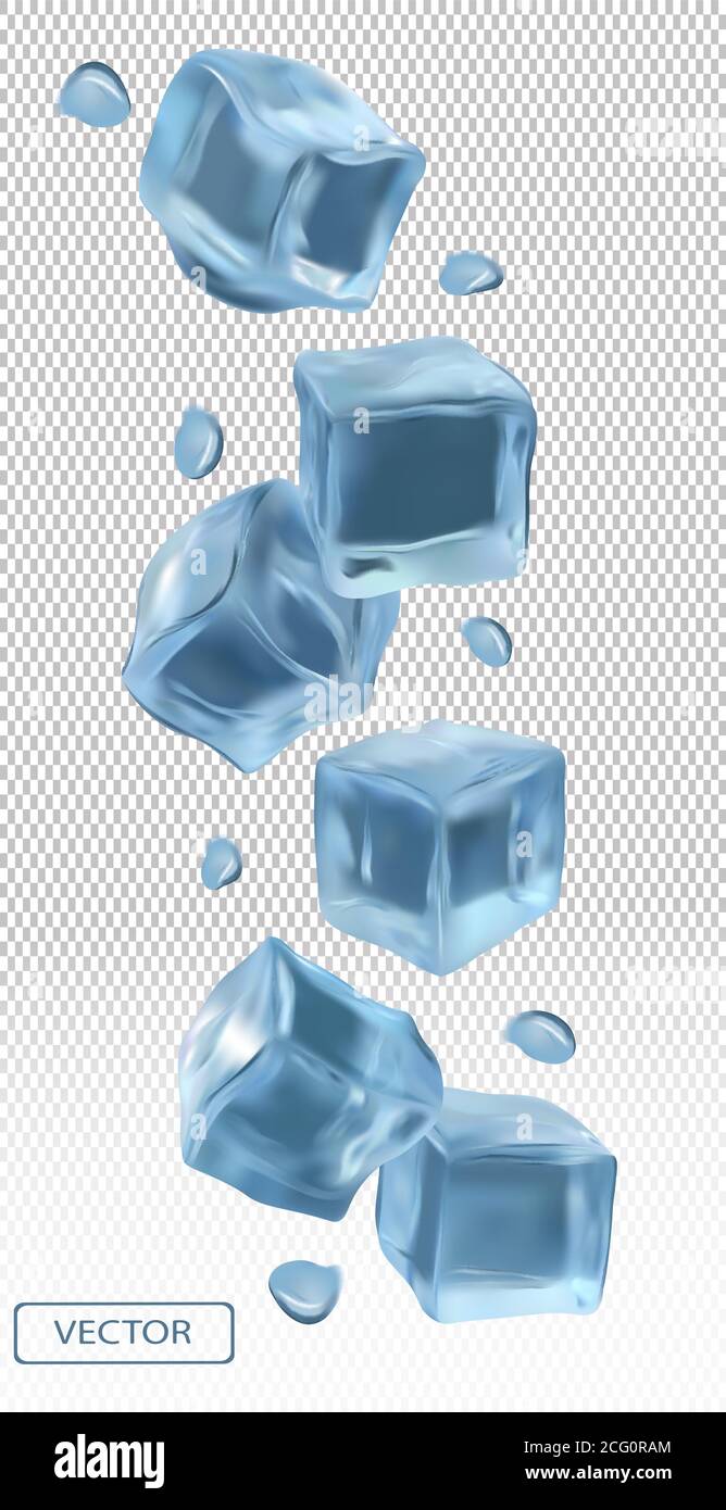 Ice cubes with water drops on transparent background. Frozen ice cubes ...